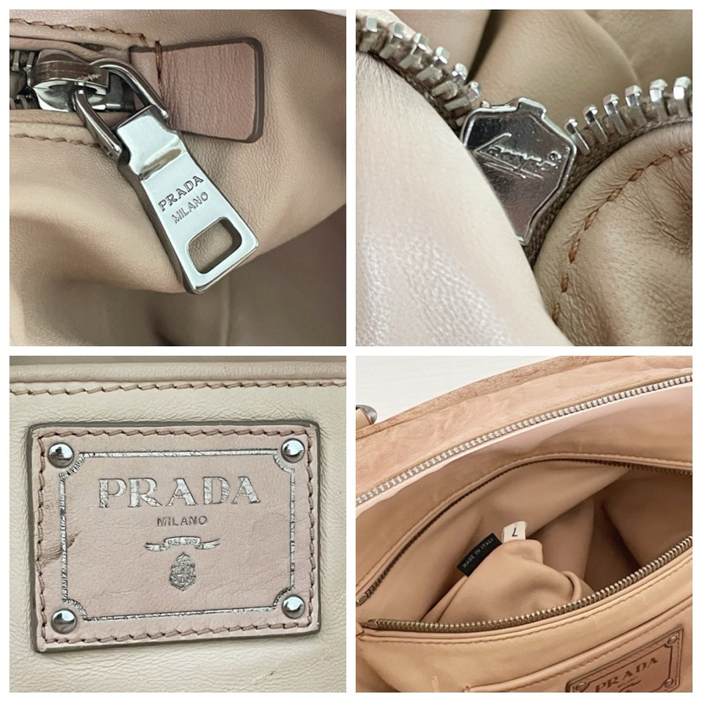 Prada custom pink antique nappa leather tricolor satchel Bauletto bag - Picture 13 of 16
